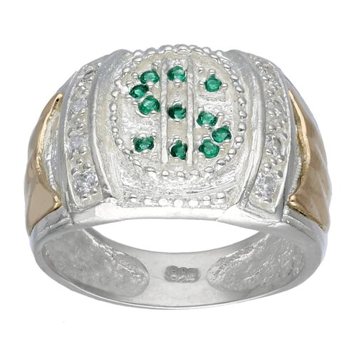 Anillo Sello Símbolo Dolor Circones Esmeralda con Oro
