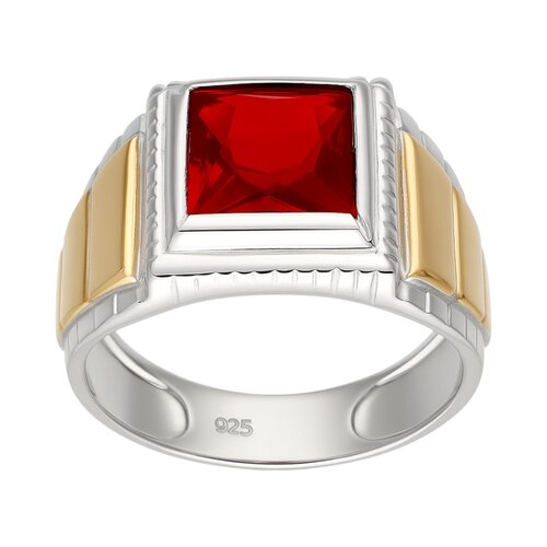 Anillo Sello Circón Rubí con Oro