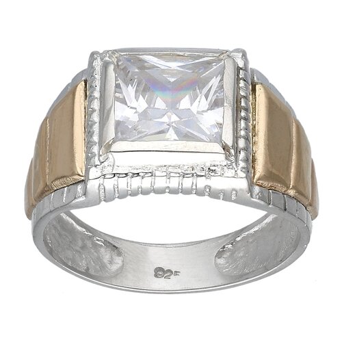 Anillo Sello Circón en Oro
