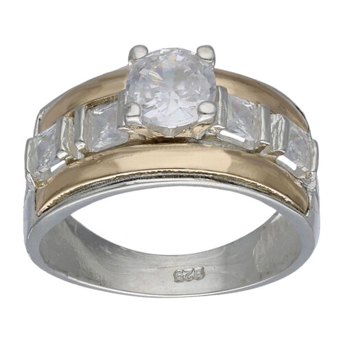 Anillo Circón Solitario Líneas en Oro