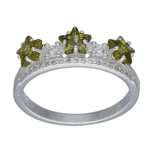 Anillo Corona Estrellas Circones Verde Oliva