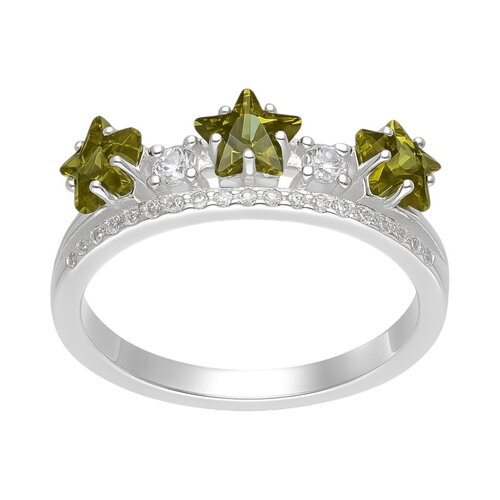Anillo Corona Estrellas Circones Verde Oliva