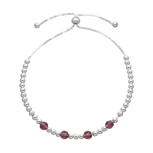 Pulsera Ajustable Esferas Cristales Hecho con Swarovski® Morado