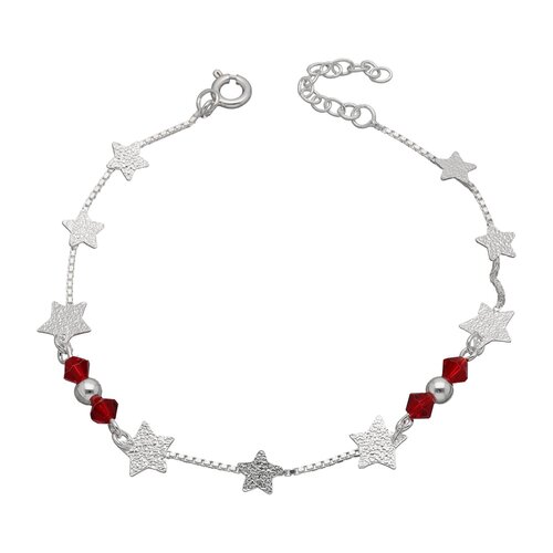 Pulsera Estrellas Martilladas Cristales Hecho con Swarovski® Rojo