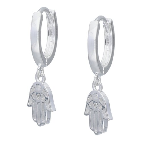 Argolla Huggie Mano de Fátima Circón 11 mm
