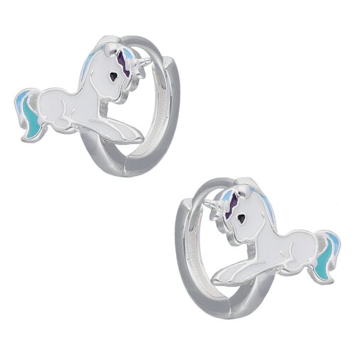 Argolla Huggie Unicornio Esmaltado 11 mm