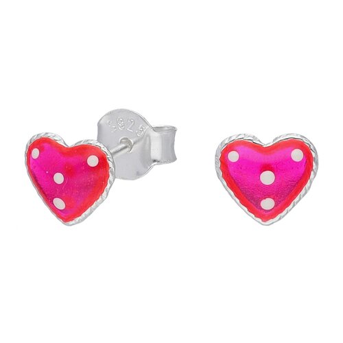 Aro Corazón Fucsia Esmaltado Blanco