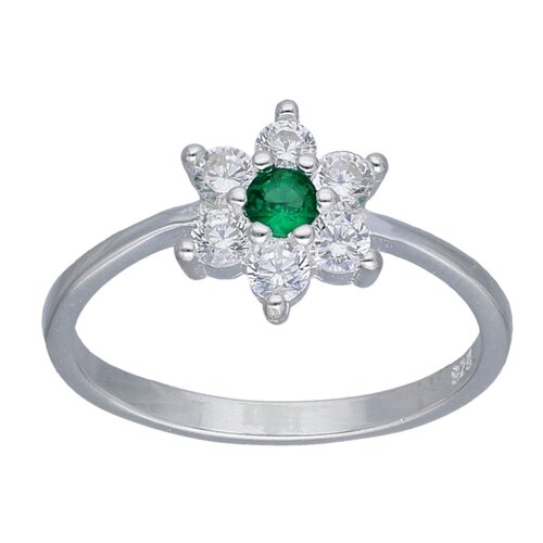 Anillo Flor Circones Esmeralda