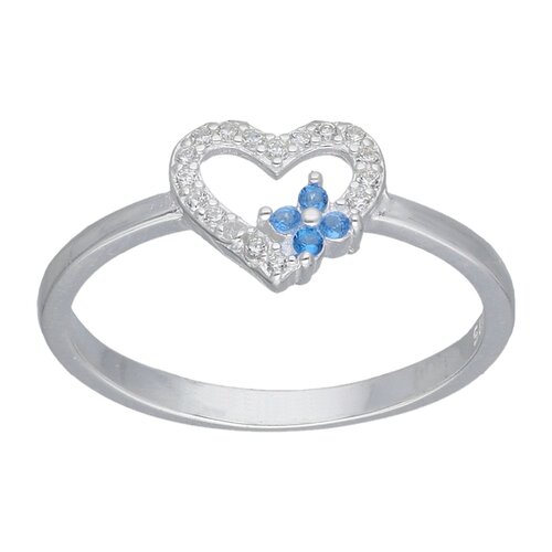 Anillo Corazón Flor Circones Agua Marina