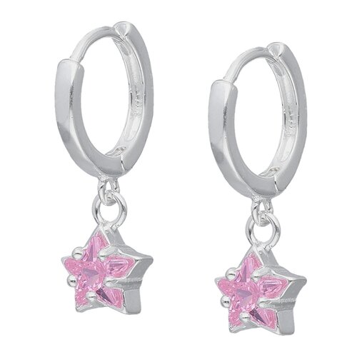 Argolla Huggie Estrella Circón Rosa Francia 11 mm