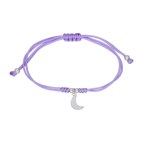 Pulsera Hilo Morado Ajustable Media Luna Esferas