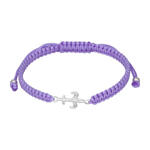Pulsera de Hilo Morada Ajustable Flor de Lis
