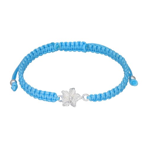 Pulsera Ajustable Hilo Celeste Flor