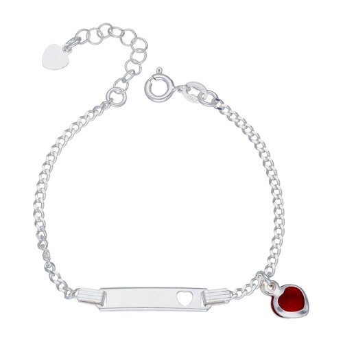Pulsera Piocha Grumet Corazón Circón Rubí 17 cm