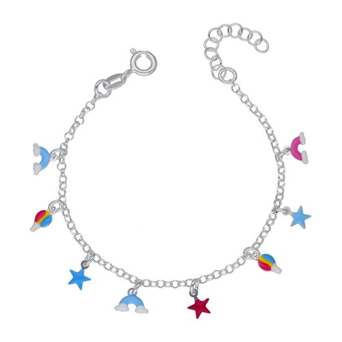Pulsera Arcoíris Estrellas Globos Esmaltado Multicolor 16 cm