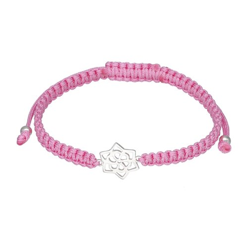 Pulsera Hilo Rosado Ajustable Flor Mandala