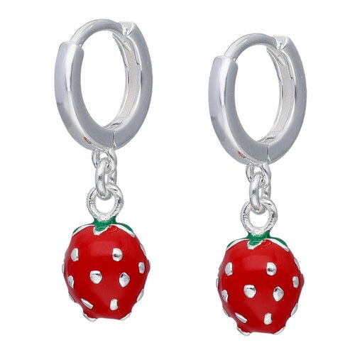 Argolla Huggie Frutilla Esmaltada 11 mm