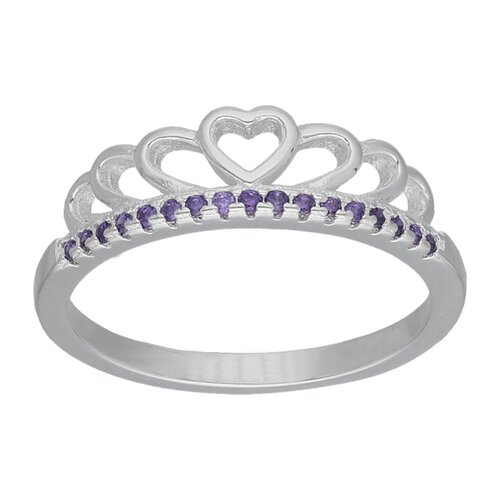 Anillo Corona Corazones Circones Amatista