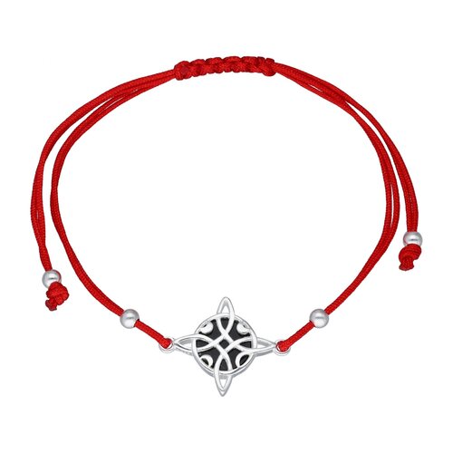 Pulsera Hilo Rojo Ajustable Nudo de Brujas Ónix