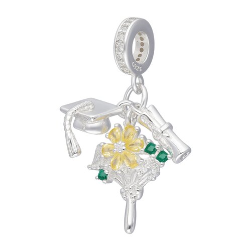 Colgante Charm Diploma Birrete Flores Graduación Licenciatura