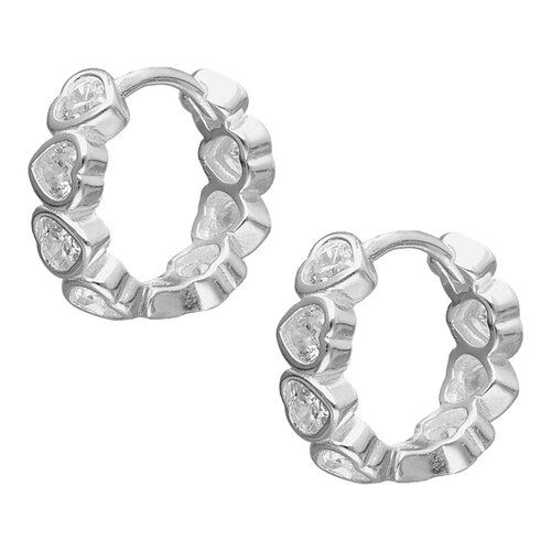 Argolla Huggie Corazones Circones 14 mm