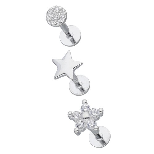 Set Aros Piercing Flat  Flor Estrella Circones