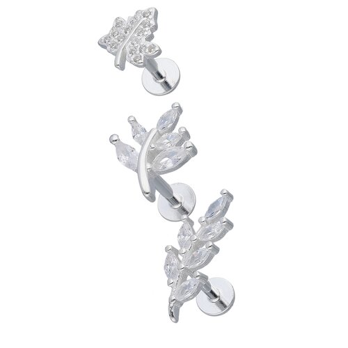 Set Piercing Flat Espigas Hoja Circones