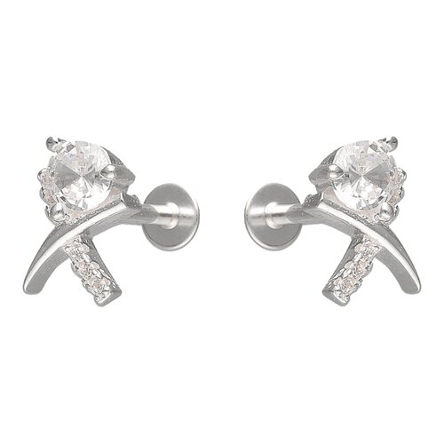 Piercing Flat Líneas Cruzadas Circón