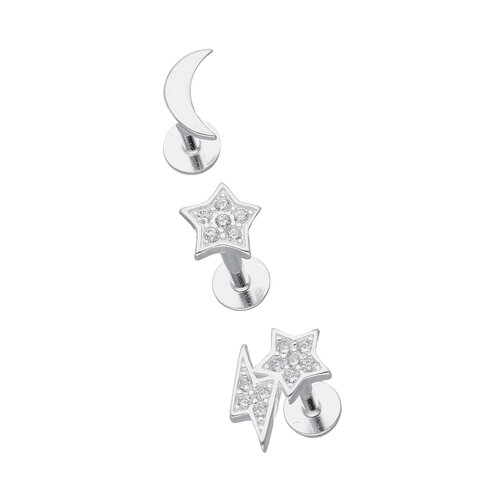 Set Piercing Flat Media Luna Estrella Rayo Circones