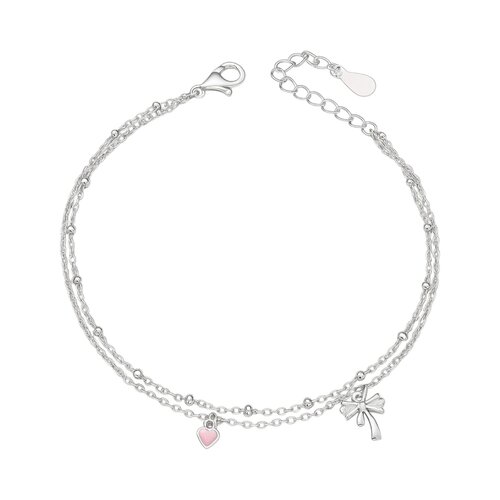 Pulsera Doble Lazo Coquette Circones Corazón Esmaltado
