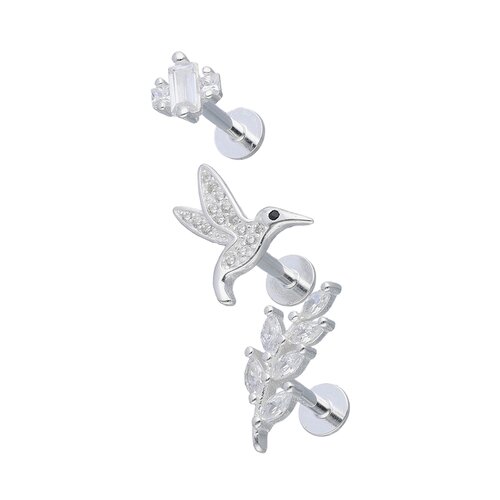 Set Piercing Flat Colibrí Espiga Circones