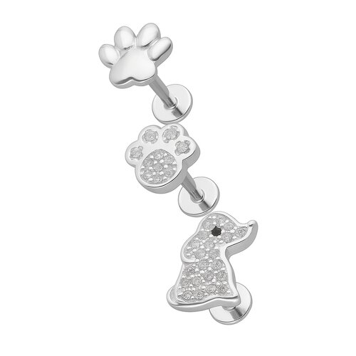 Set Piercing Flat Perrito Patitas Circones