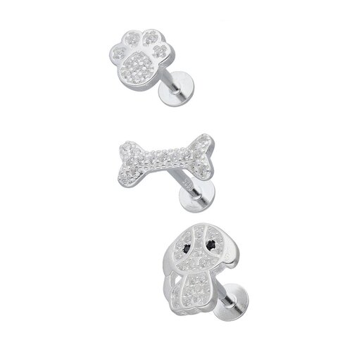 Set Piercing Flat Perrito Huesito Patita Circones