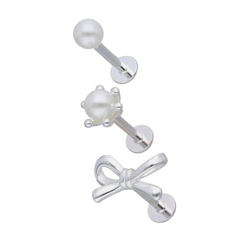 Set Piercing Flat Lazo Pistilo Perla