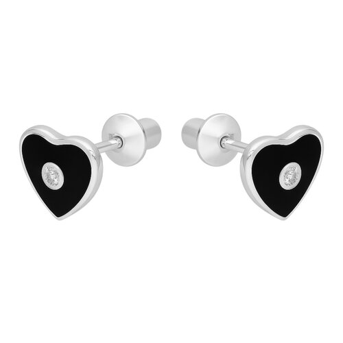 Aro con Tope Corazón Circón Esmaltado Ónix