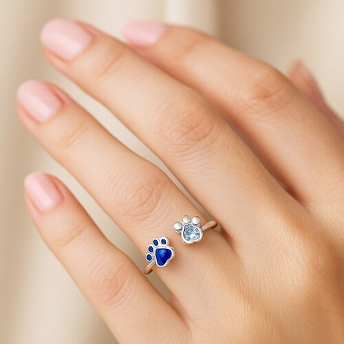 Anillo Ajustable Patita Circón Agua Marina