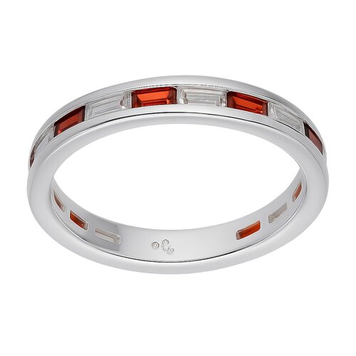 Anillo Cintillo Circones Baguette Granate