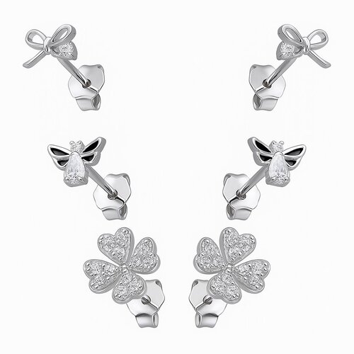 Set Aros Minimalista Trébol de la Suerte Libélula Lazo Circones