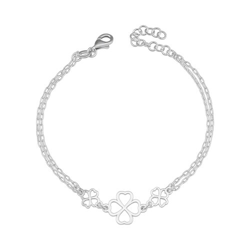 Pulsera Doble Trébol Corazones