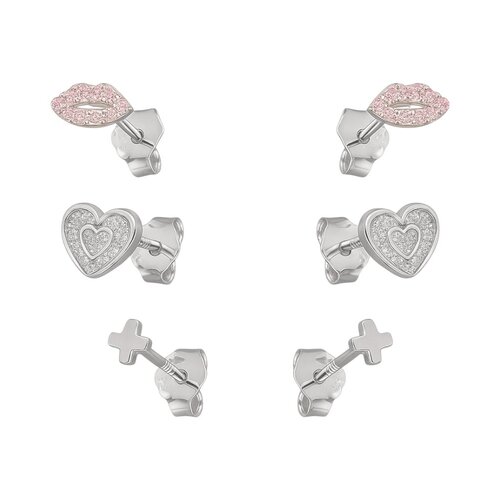 Set Aros Minimalista Corazón Labios Cruz Circones