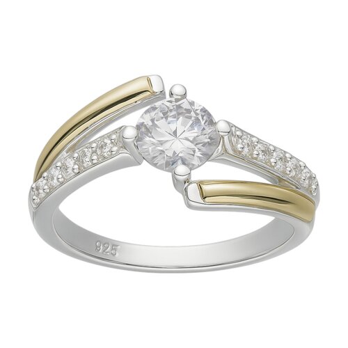 Anillo Circón Solitario Líneas en Oro