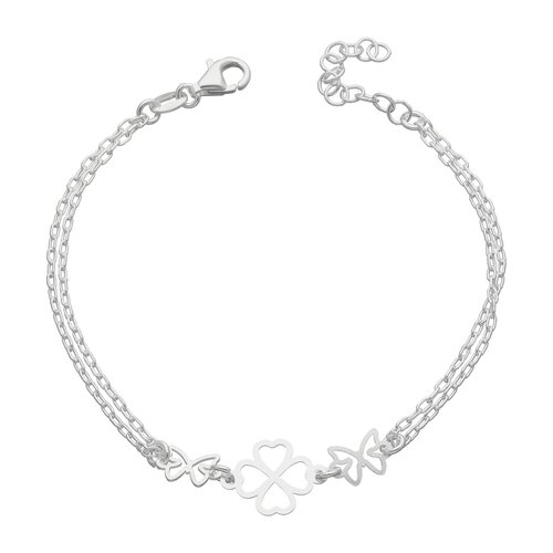 Pulsera Doble Trébol de la Suerte Mariposas