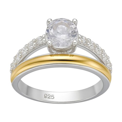 Anillo Circón Solitario Línea en Oro