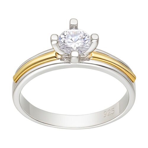 Anillo Circón Solitario Línea en Oro