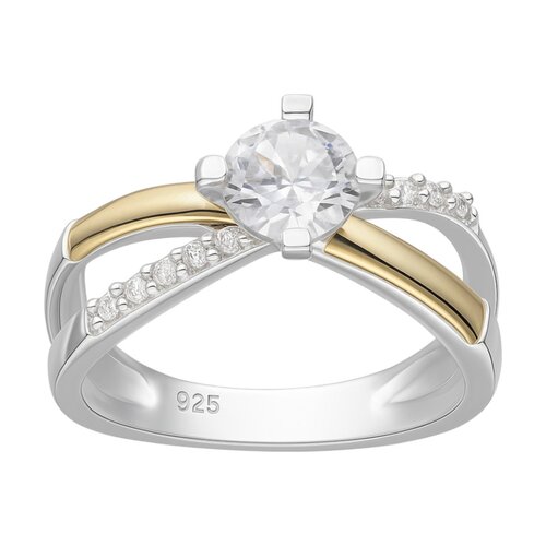 Anillo Circón Solitario Línea en Oro