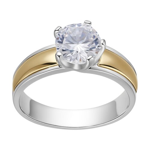 Anillo Circón Solitario Líneas en Oro