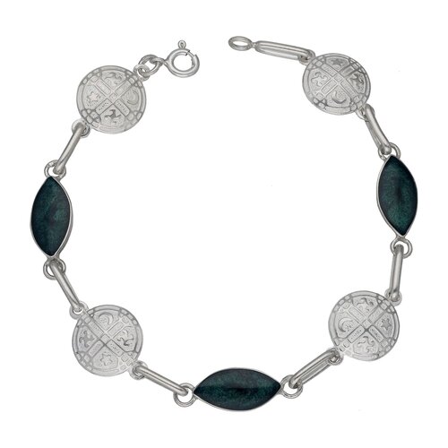 Pulsera Mapuche Kultrún Óvalos Verde Metalizado