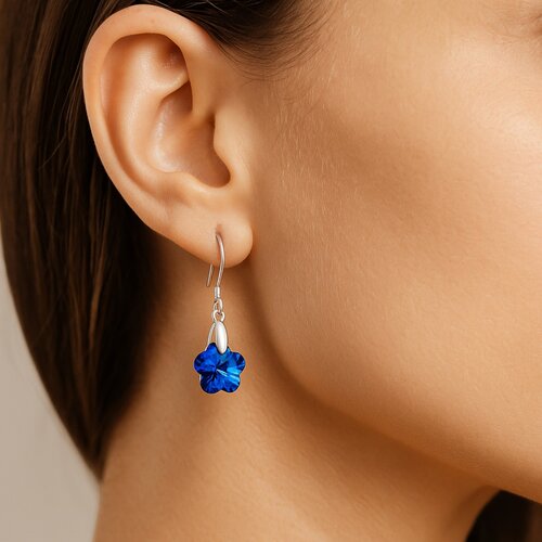 Aro Flor Cristal Hecho con Swarovski® Azul