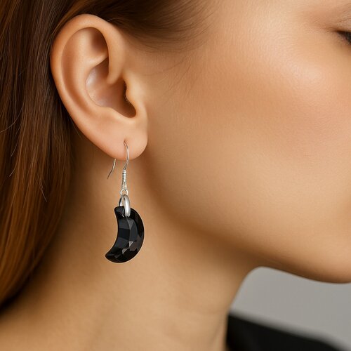 Aro Media Luna Cristal Hecho con Swarovski® Negro