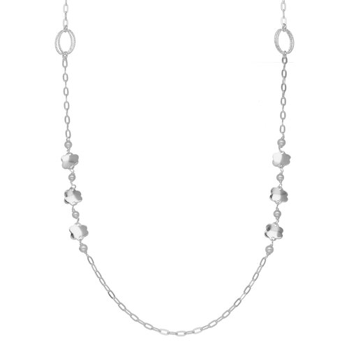 Collar Flores Perlas Óvalos Facetados